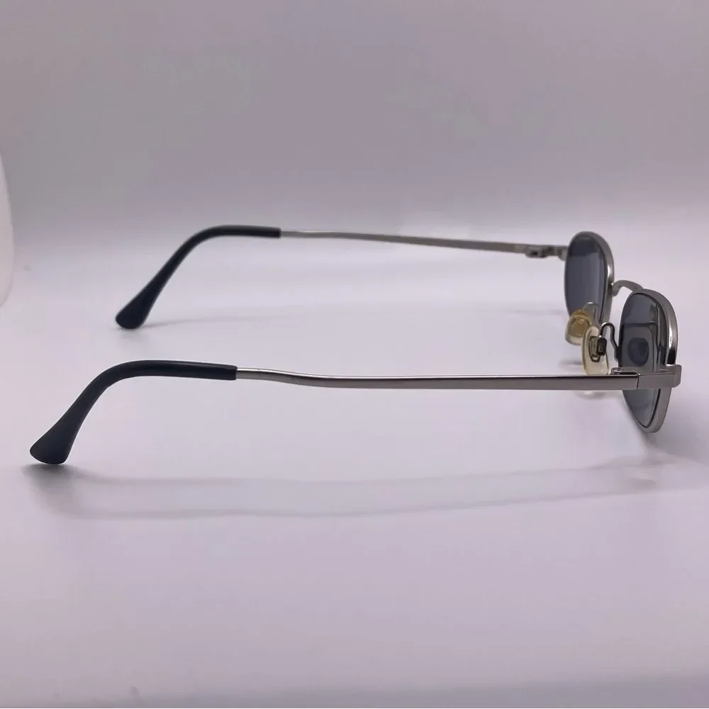 Hipster Small Oval Sunglasses Silver Frame with Gray Lenses